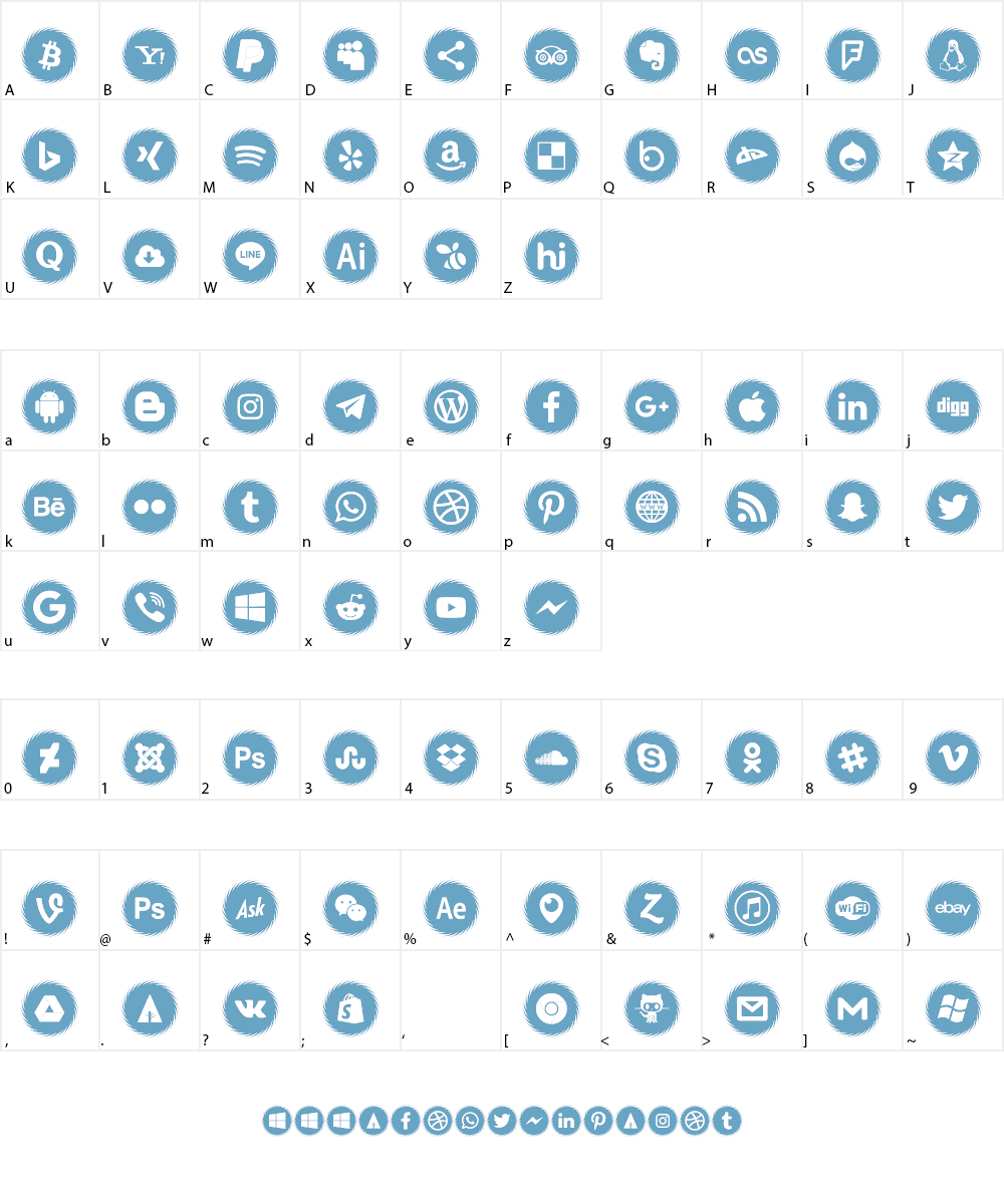 Icons Social Media 15 Font Character